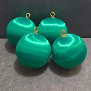 4 Piece Green Satin Balls Christmas Ornaments